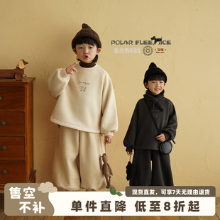 砚台家童装男童加绒卫衣套装冬新款复合澳粒绒儿童长袖长裤两件套