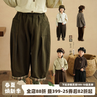 男童拼接纯棉休闲裤 子儿童长裤 春季 宝宝裤 潮时髦哈伦裤 砚台家童装