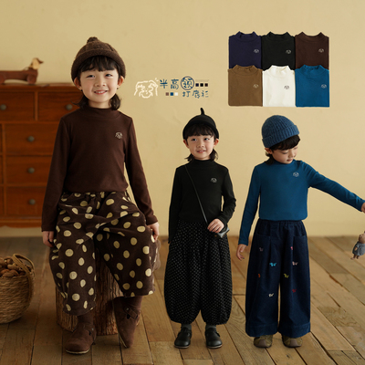 砚台家童装男童德绒半高领打底衫儿童内搭长袖T恤宝宝黑色秋冬装