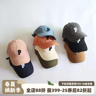 砚台家儿童字母刺绣鸭舌帽时髦帅气男女童宝宝棒球帽春秋夏帽子潮
