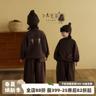 砚台家童装男童加绒套装秋冬款衣服潮儿童卫衣长裤针织复合奥利绒