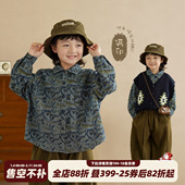 砚台家童装 衣服儿童花衬衣男宝外套 春秋新款 男童满印牛仔长袖 衬衫