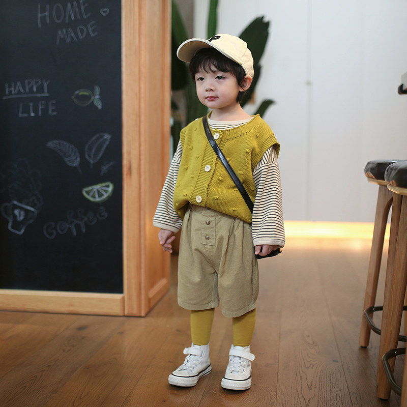 砚台家童装韩版儿童毛衣帅气春秋新款男女童开衫背心幼童针织马甲