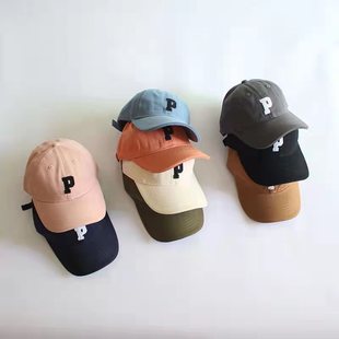 砚台家儿童字母刺绣鸭舌帽时髦帅气男女童宝宝棒球帽春秋夏帽子潮