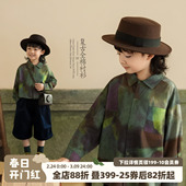 儿童长袖 砚台家童装 衬衣春装 新款 薄上衣男宝衣服 男童纯棉复古衬衫