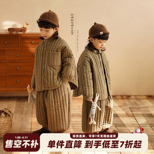 砚台家童装男童秋冬套装儿童绗棉翻领棉衣棉裤小童幼童洋气两件套