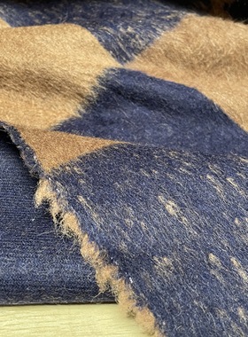 T104高端双面格子羊绒设计师布料3米乘1.4米