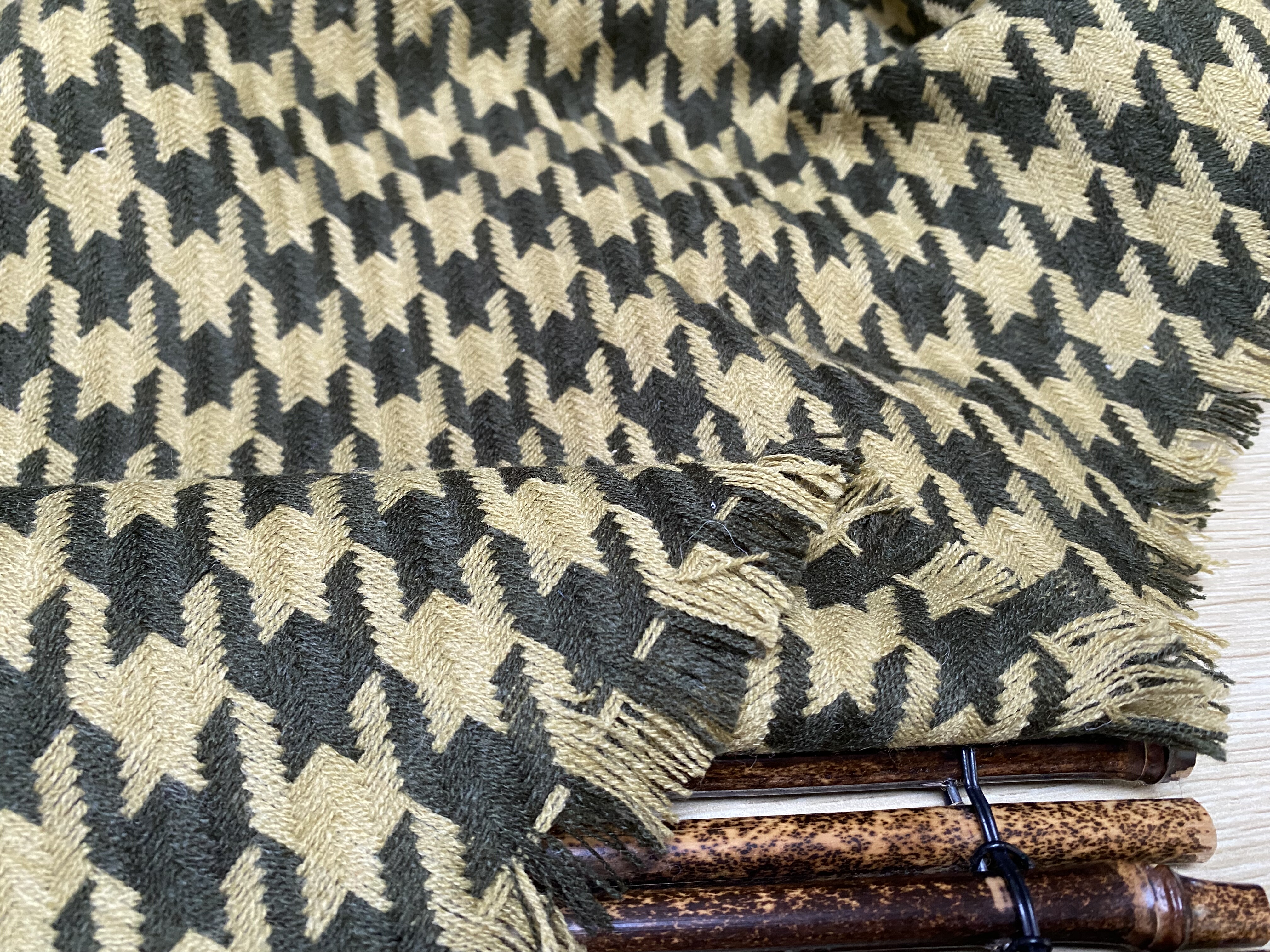 T1126 日本双面千鸟格编织羊绒设计师布料2.2米乘1.3米