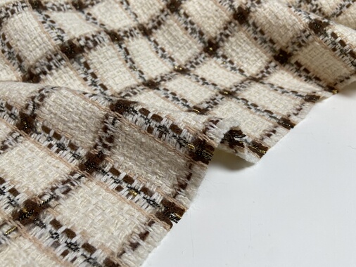 L103 格子小香风羊绒设计师布料1米乘1.50