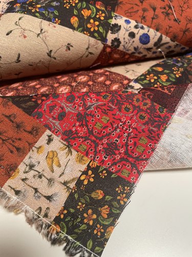 J0323033 复古印花细棉麻设计师布料3米乘1.4米