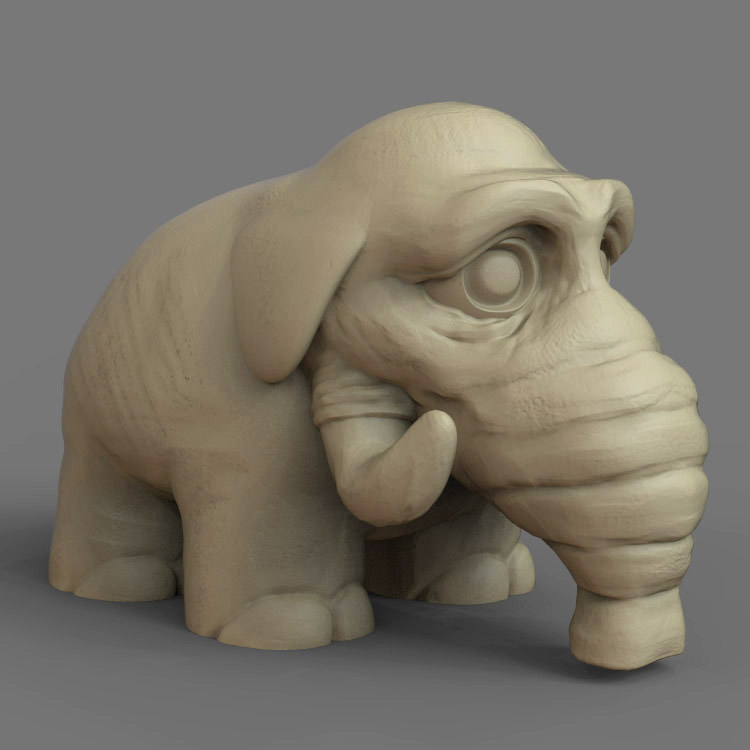 3d打印图纸模型素材文件大象STL摆件圆雕图F2910