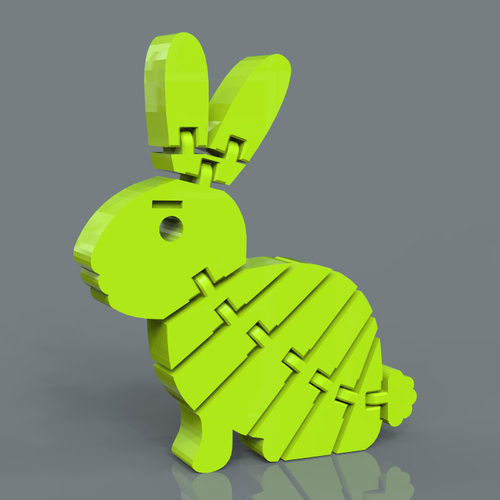 3d打印图纸模型素材铰接关节可动兔子STL摆件立体圆雕图F3596