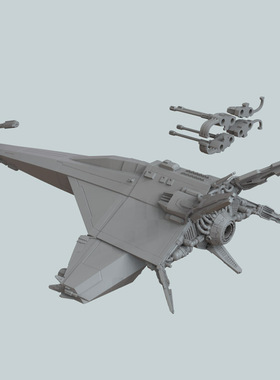 3d打印图纸模型素材星际飞船突击舰STL摆件圆雕图F3080