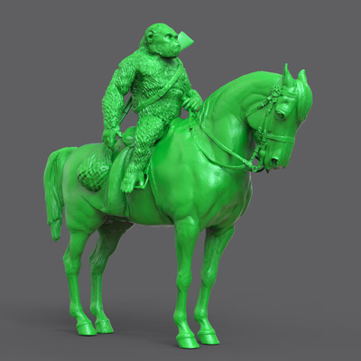 3d打印图纸模型素材文件猩猩猿猴马STL摆件圆雕图F3030