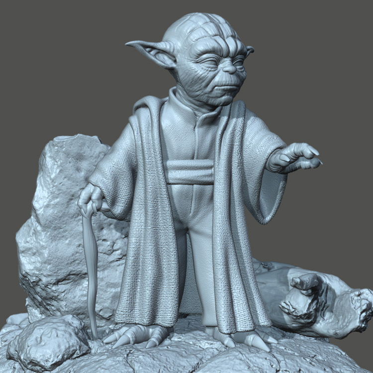 3d打印图纸模型数据星球大战尤达摆件STL手办圆雕图F1988