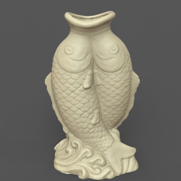 3d打印图纸模型素材双鲤鱼STL花瓶圆雕图F2893