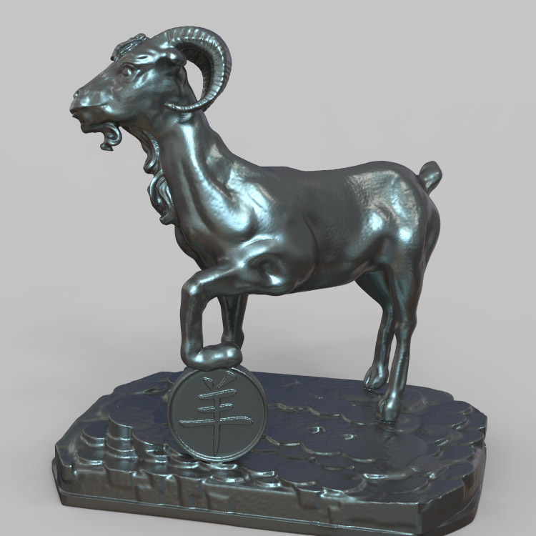 3d打印图纸模型素材山羊艺术摆件STL摆件圆雕图F2929