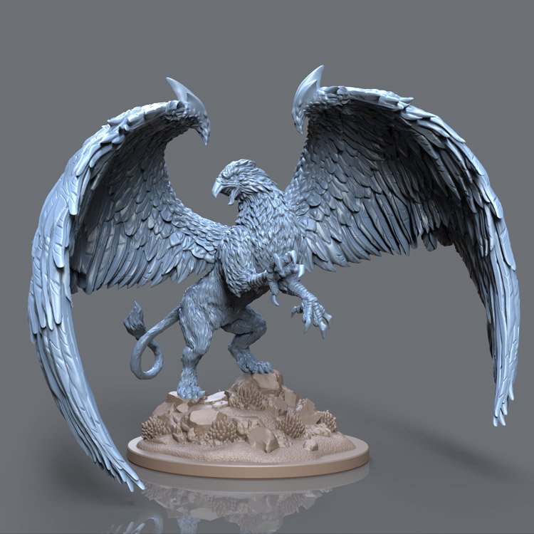 3d打印图纸模型狮鹫文件狮身鹰首兽STL摆件立体圆雕图F3528