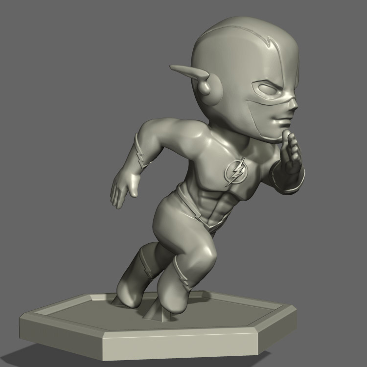 3d打印图纸模型素材手办Q版闪电侠STL高精雕刻圆雕图F1727