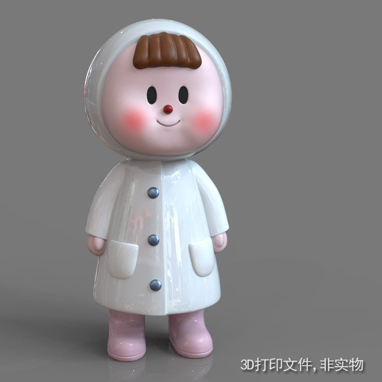 3d打印图纸模型q版卡通多多妹雨衣stl摆件雕刻机立体圆雕图m591
