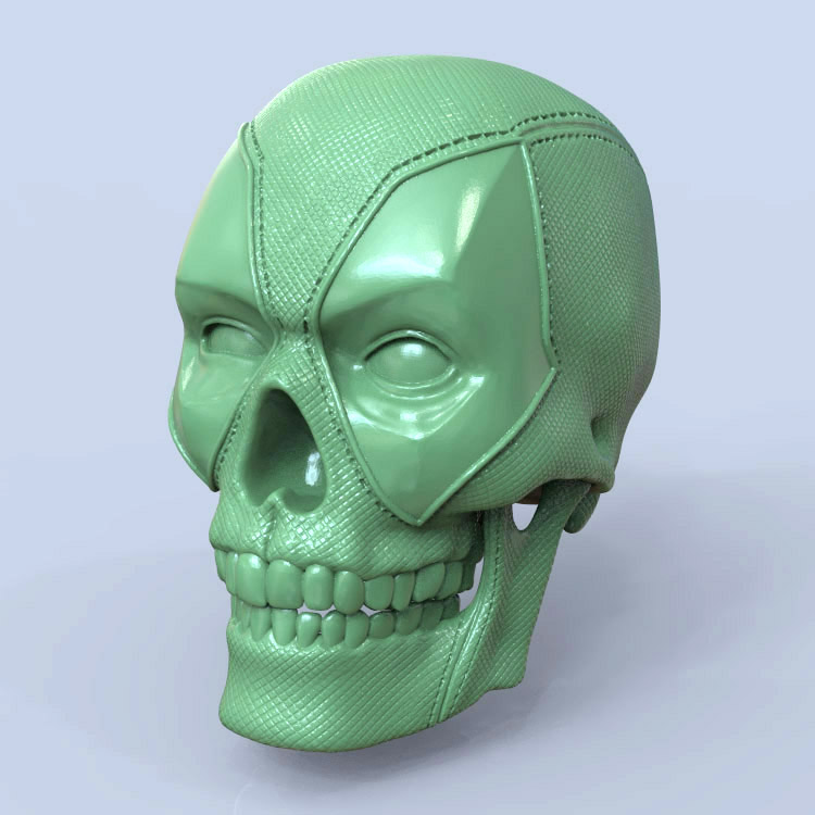 3d打印图纸模型素材死侍骷髅头骨STL手办圆雕图F2363