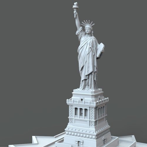 3d打印图纸模型素材STL自由女神像OBJ圆雕图F2603