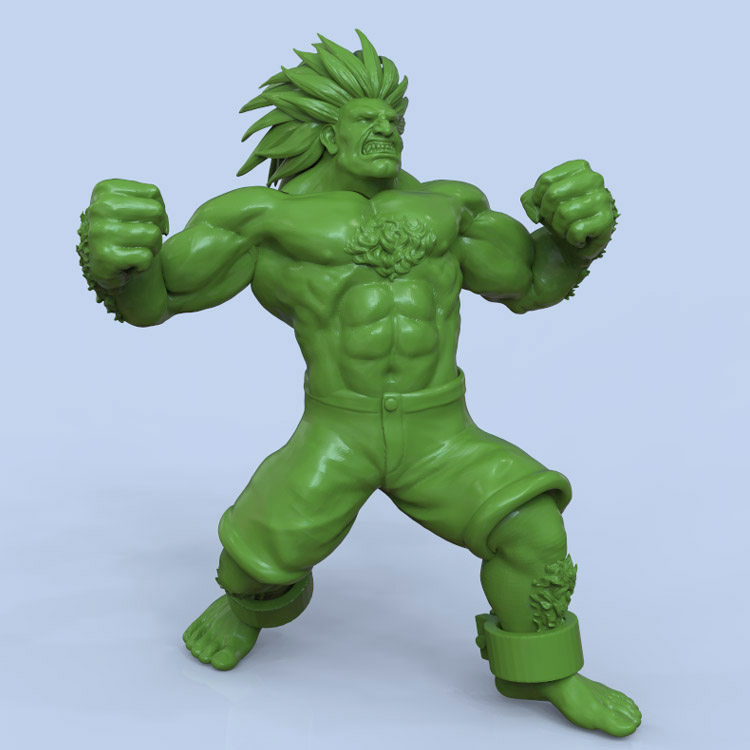 3d打印图纸模型素材街头霸王布兰卡青狼stl手办圆雕f2308