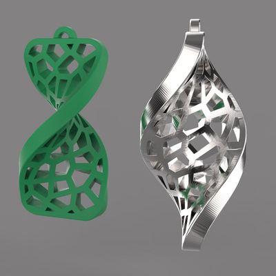 3d打印图纸模型素材Voronoi吊坠STL珠宝圆雕图F2771