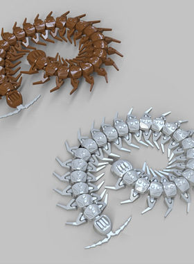 3d打印图纸模型关节可动蜈蚣STL摆件立体圆雕图F3535