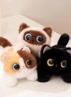 萌趣黑猫毛绒玩偶抱枕布偶猫公仔暹罗猫玩偶波斯猫布娃娃生日礼物