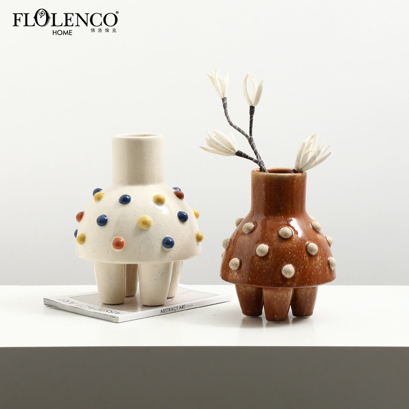 北欧 ins风波点裙边陶瓷花瓶样板间客厅电视柜酒柜桌面创意摆件,橡塑材料及制品,工业陶瓷,淘宝优惠券,粉丝福利购,淘宝优惠卷