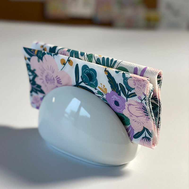 纯白简约陶瓷餐巾夹酒店用餐巾纸托日用厨房收纳餐巾架餐巾纸托