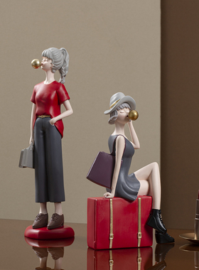 现代轻奢摩登泡泡女孩摆件北欧家居玄关电视柜装饰品送女生日礼物