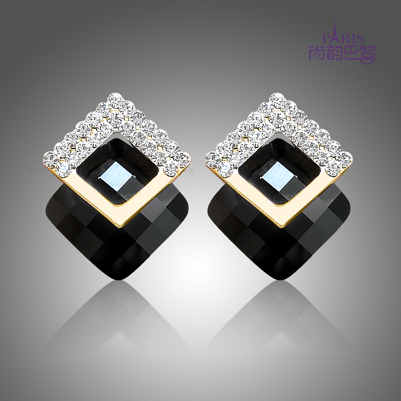 韩版时尚百搭黑色防敏大耳钉耳钉