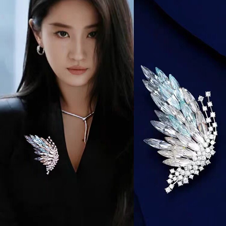 渐变水晶蝴蝶胸针高档女奢华气质镶钻胸花小众高级感别针衣服配饰