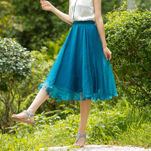 简约风夏季 半身裙高腰大摆裙 雪纺长裙仙女裙半身裙2019很仙