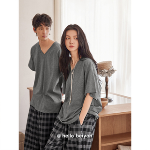 套装 长裤 韩系ins风外穿男家居服 莫代尔棉短袖 贝妍情侣睡衣女夏季