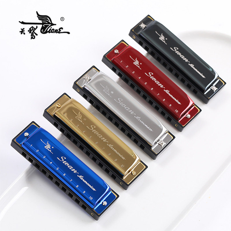 天鹅口琴10孔布鲁斯口琴C调口琴20音儿童学生口琴成人初学者口琴