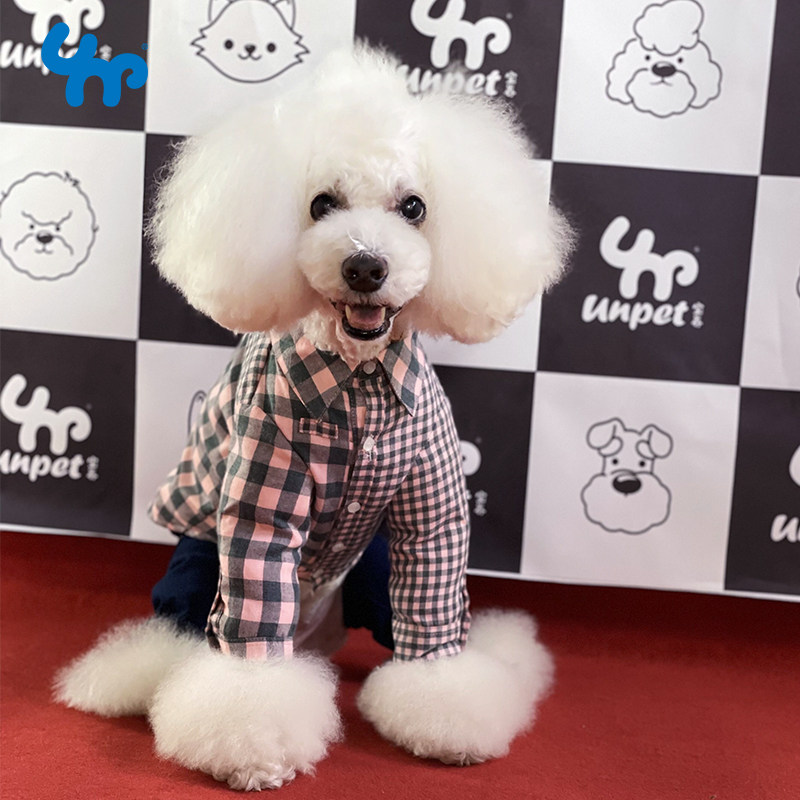 宝眷Unpet宠物猫咪狗狗衣服不规则格子衬衫秋冬季百搭休闲打底