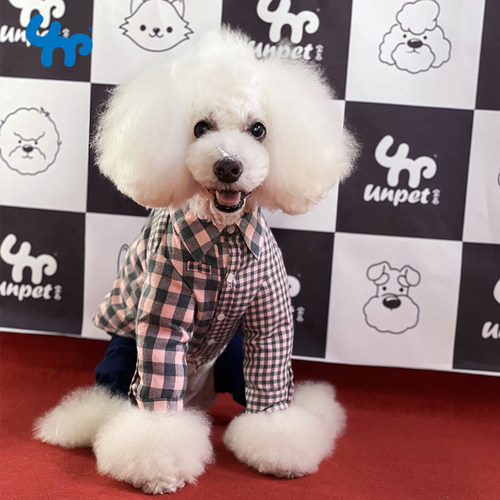宝眷Unpet宠物猫咪狗狗衣服不规则格子衬衫秋冬季百搭休闲打底