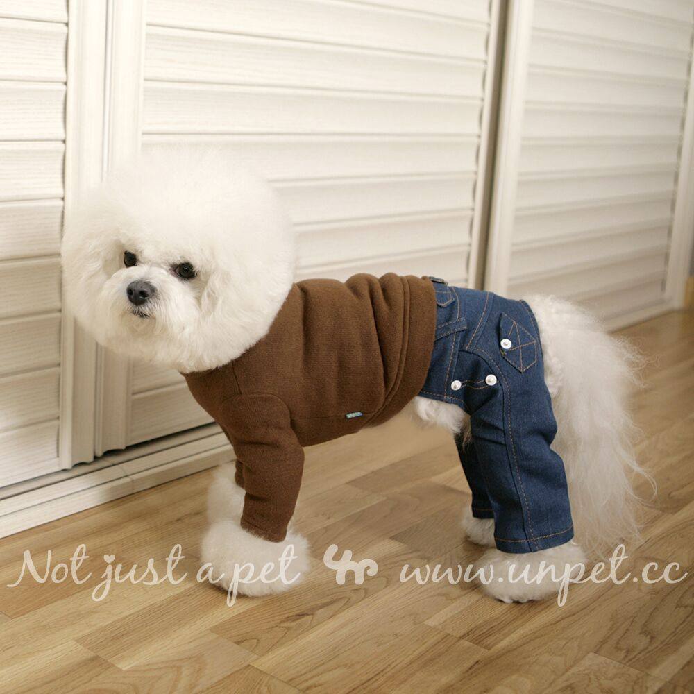 新品 宝眷unpet宠物狗狗牛仔裤春季装泰迪贵宾衣服 白珠钉单裤