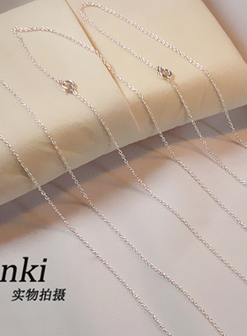 925纯银素银十字O字裸链单链长链毛衣链50 55 60 65 70cm超细出口
