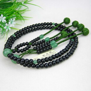 妙莲花工艺品日本念珠佛珠日莲宗用黑檀木上漆东陵玉尺二包邮