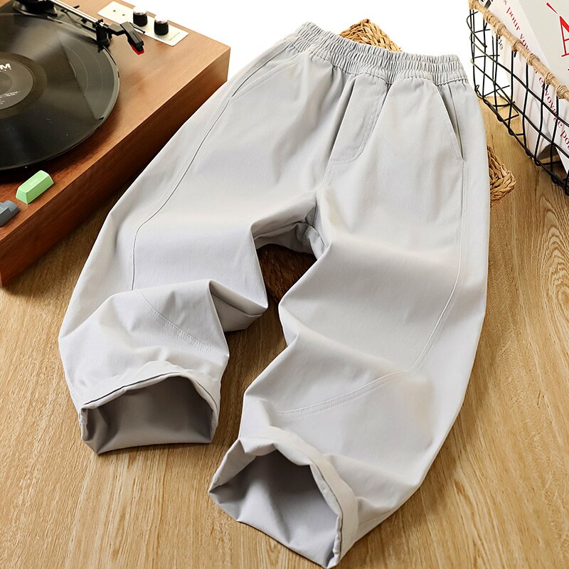 男童纯色直筒卫裤2026春秋季新款儿童纯棉百搭阔腿裤休闲宽松长裤