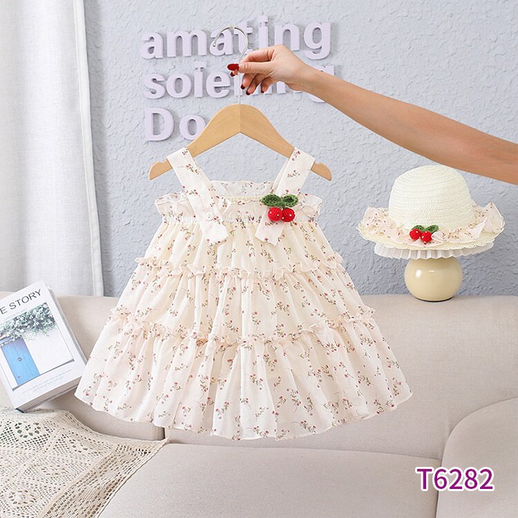 婴儿夏季新款女童连衣裙洋气吊带碎花女宝宝裙子儿童背心裙公主裙