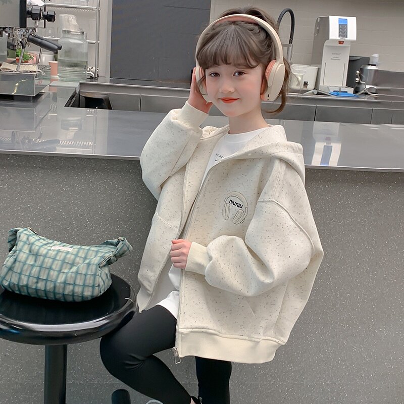 女童时髦外套2025秋季新款儿童韩版洋气夹克上衣中大童春秋装衣服