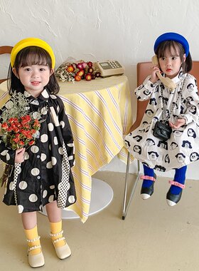 2026春季新款大圆点女童连衣裙 精棉韩版宽松儿童裙子洋气童装