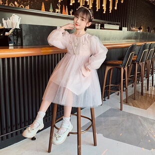 女童连衣裙2025春季新款儿童韩版洋气长袖裙子中大童春秋款公主裙