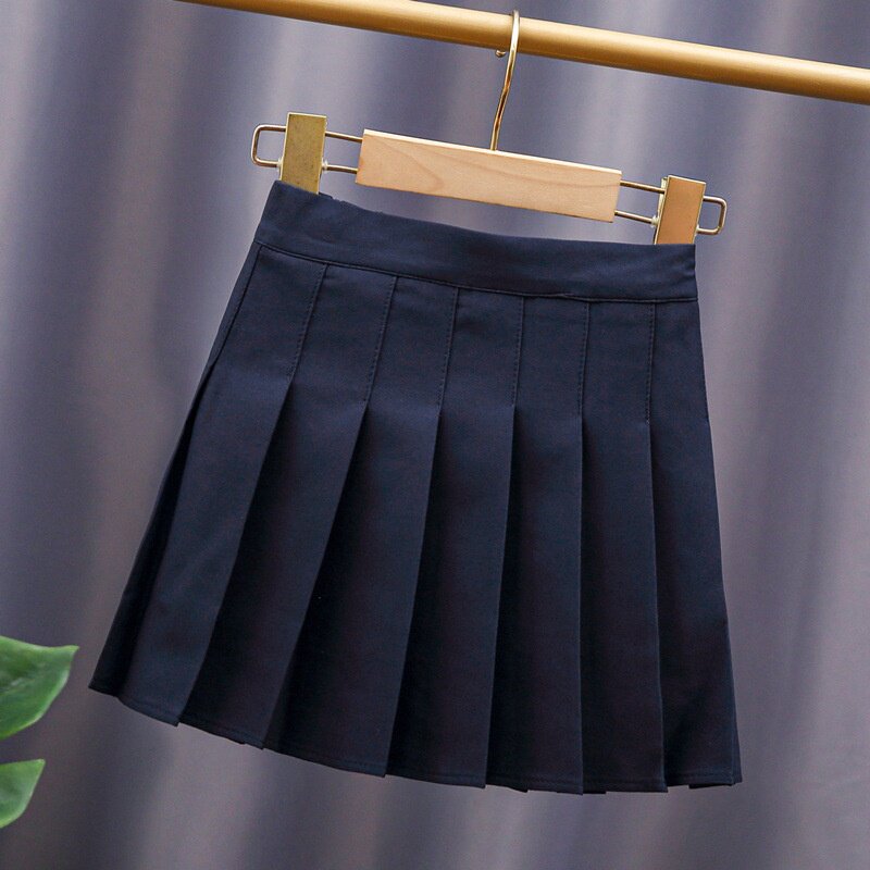 高档童装女童半身裙百搭春秋中大童防走光儿童夏款学院风百褶短裙