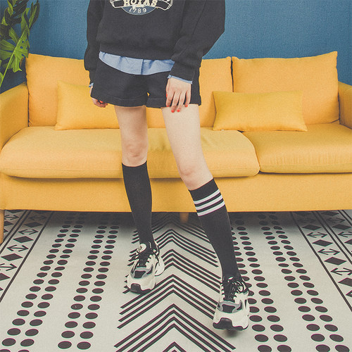 基础款纯色运动风及膝韩国小腿袜